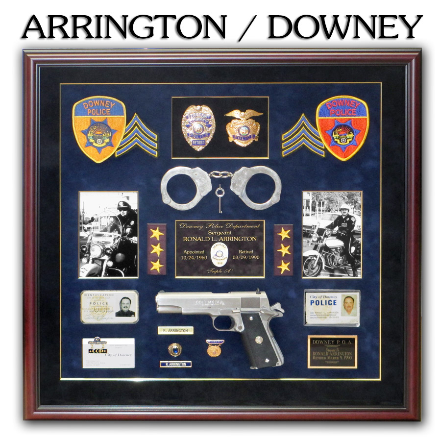 Arrington - Downey PD Police Retirement Shadowbox from Badge Frame