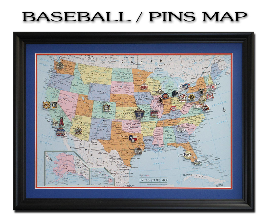 Baseball Pins Map from Badge Frame