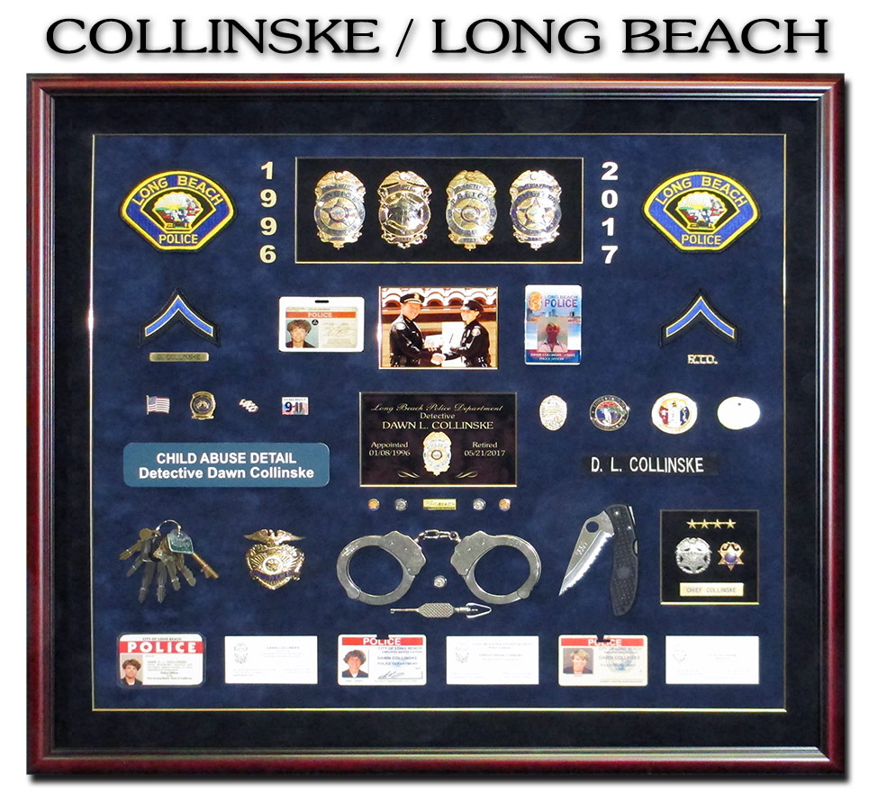 Police
            Shadowbox for Long Beach PD - Collinske presentation from
            Badge Frame