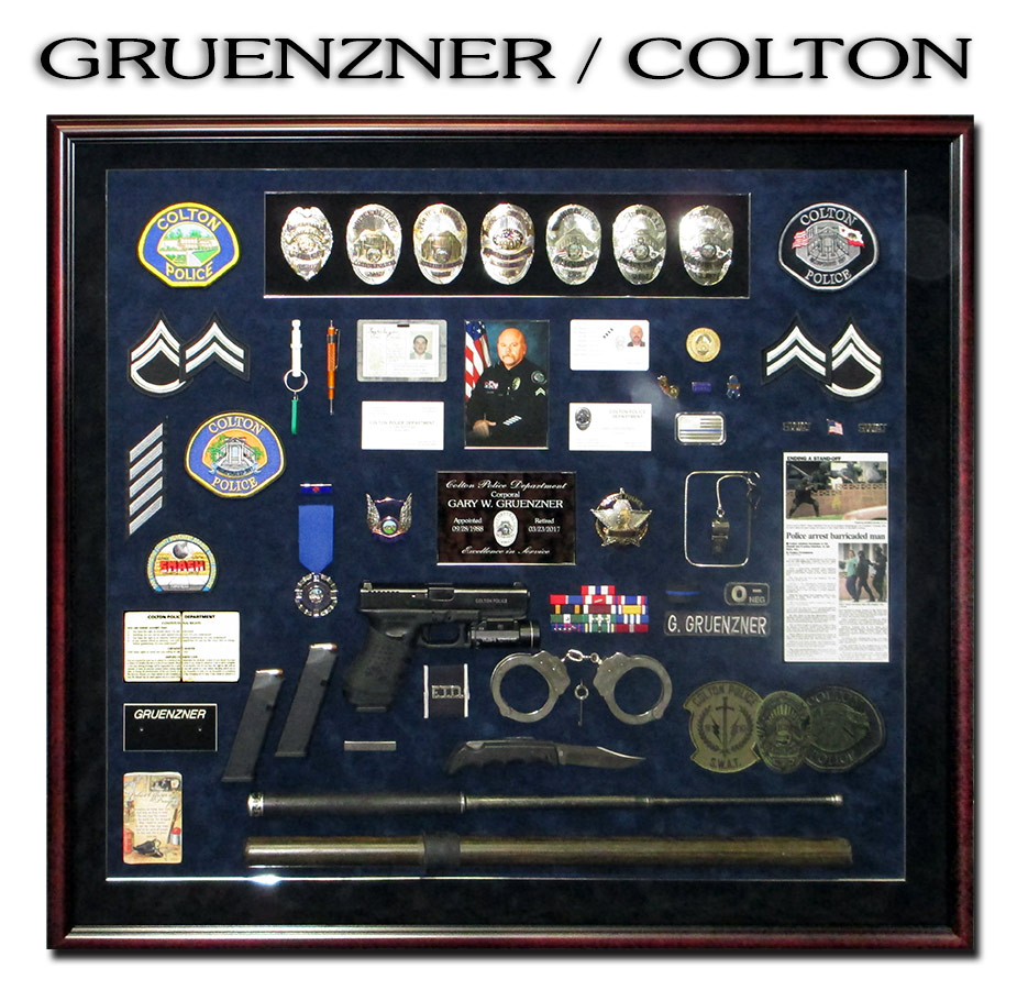 Gruenzner -
            Colton PD Police Retirement Shadowbox from Badge Frame