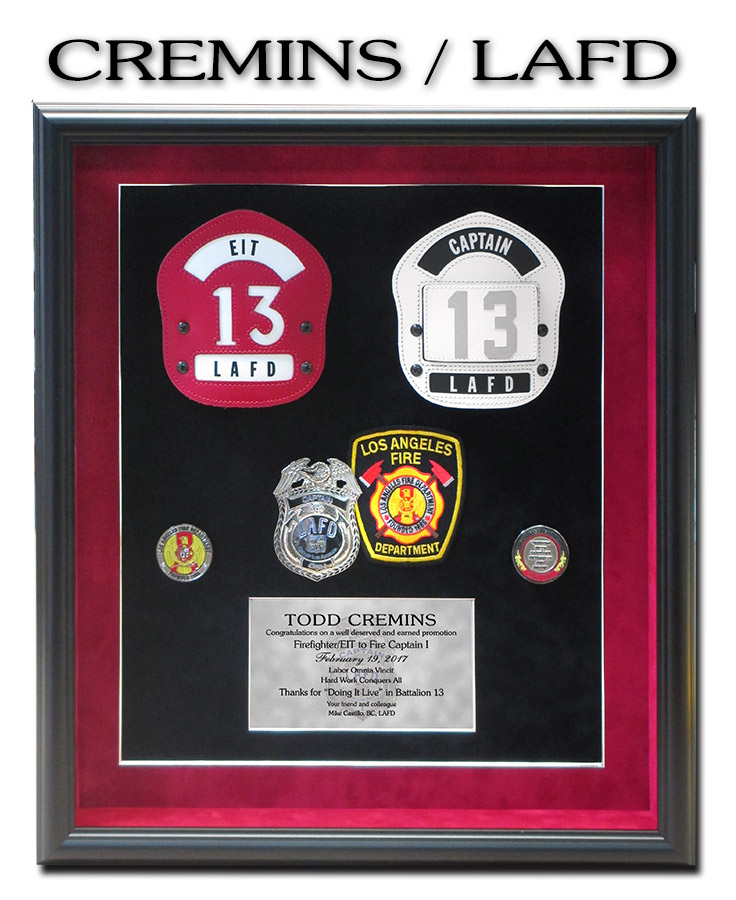 Cremins -
          LAFD Fire retirement presentation from Badge Frame