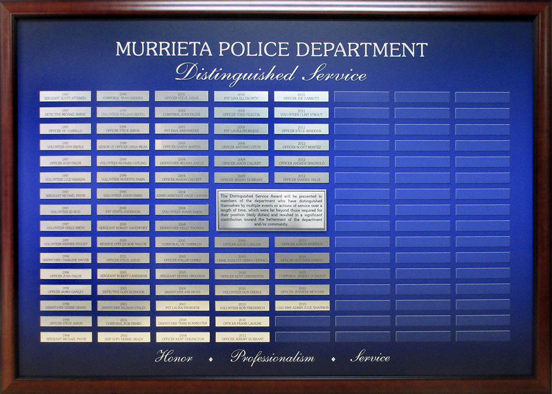 Murrieta PD Distinguished Service PD presentation
from Badge Frame