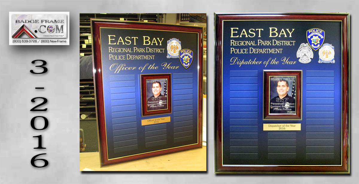 Badge Frame, Perpetual Plaques, East Bay,
Dispatcher of the Year