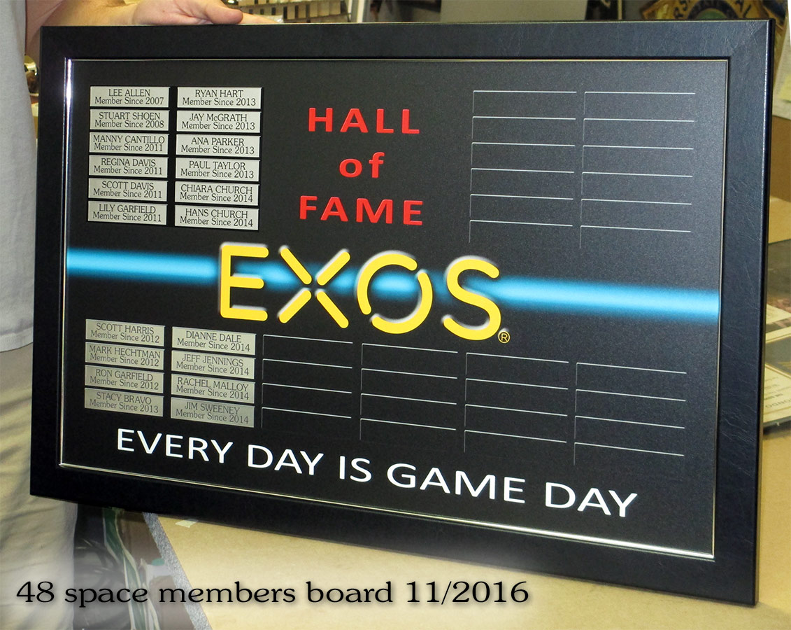 EXOS
 Gym Members Board from Badge Frame