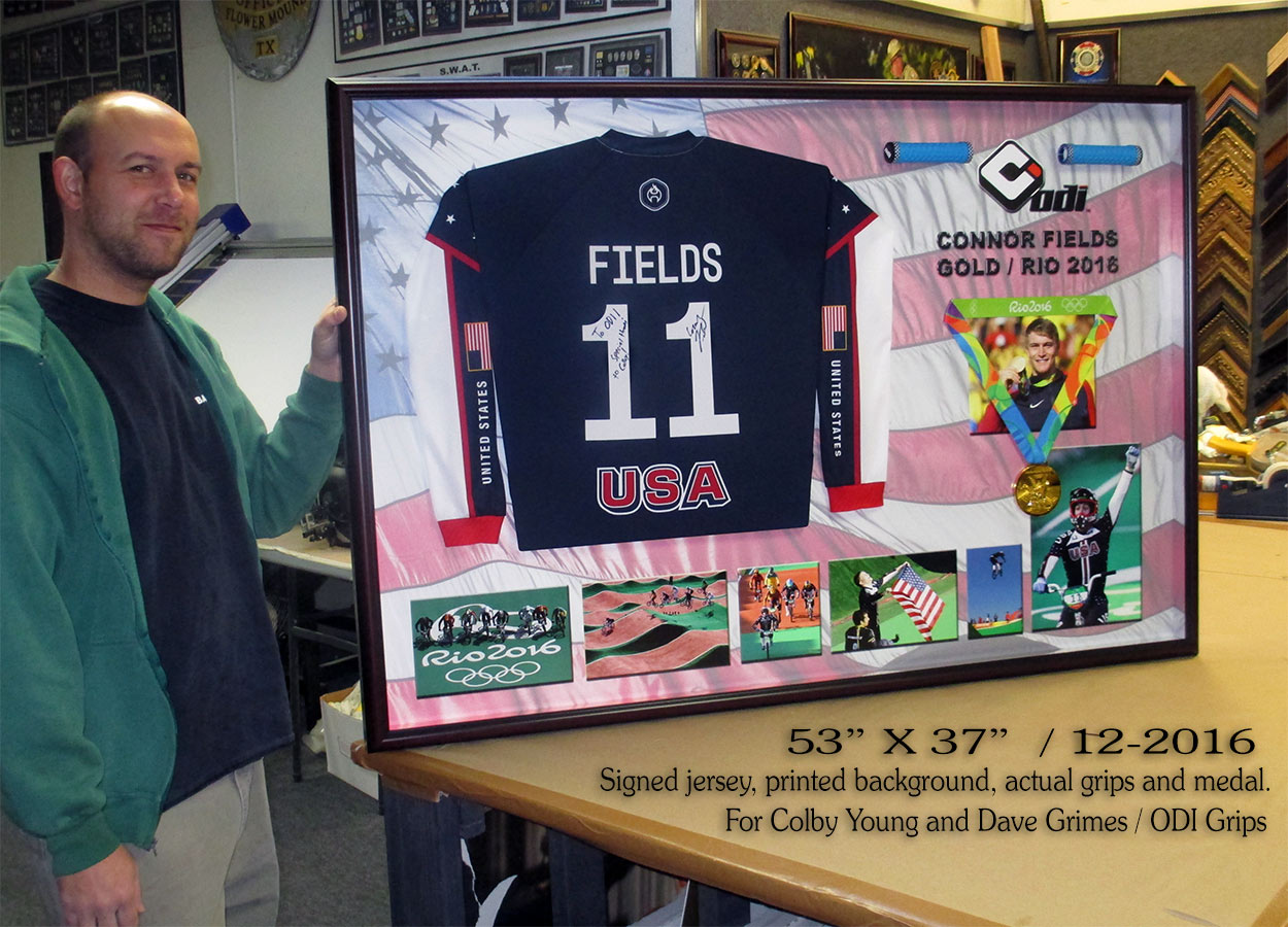 Rio Gold Medal - Fields - Signed jersey from badge Frame 12/16