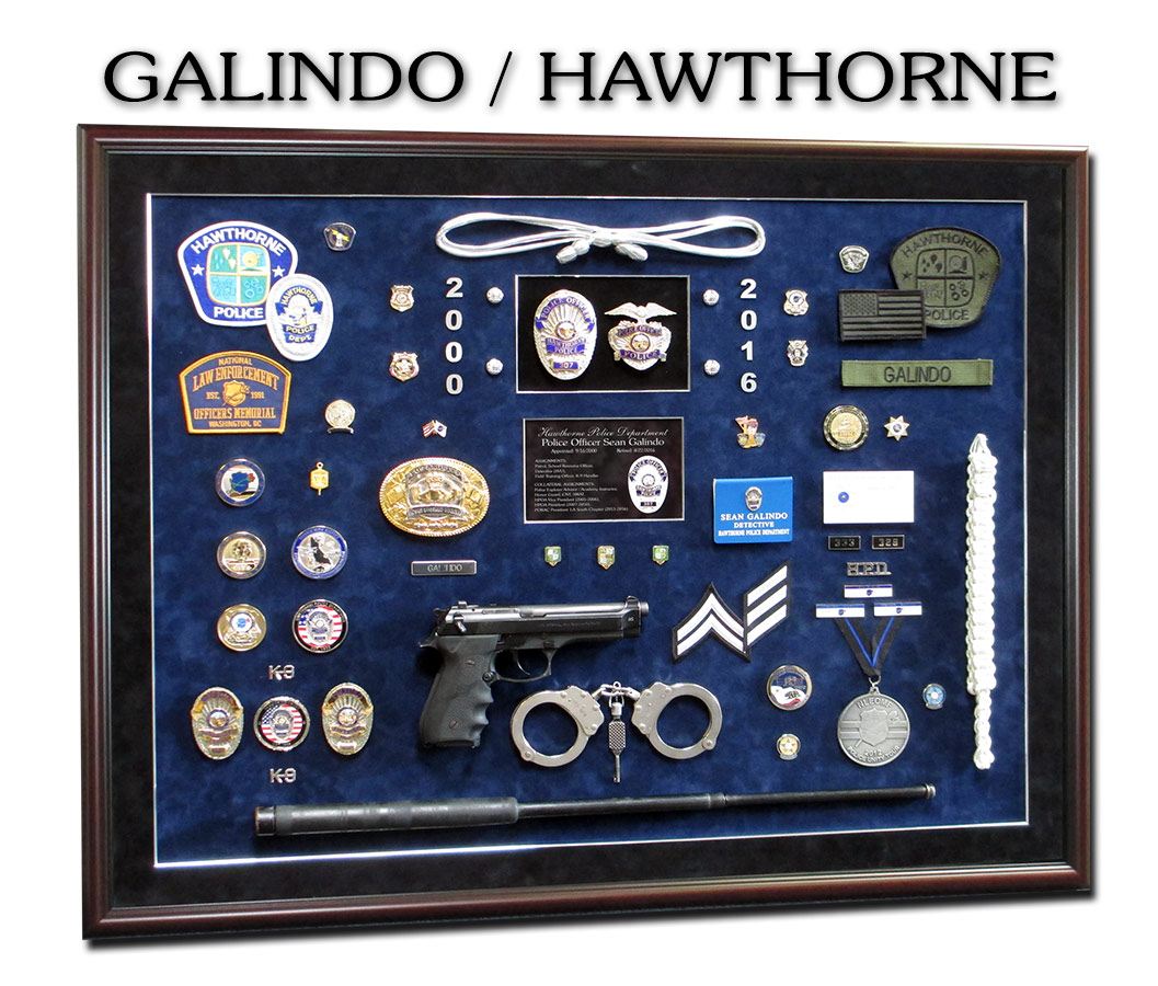 Galindo - Hawthorne PD Police Retirement
                    Shadowbox from Badge Frame 10/2016