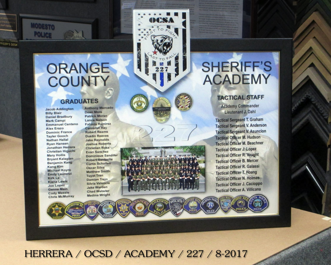 OCSD Academy #227 presentation from
          Badge Frame