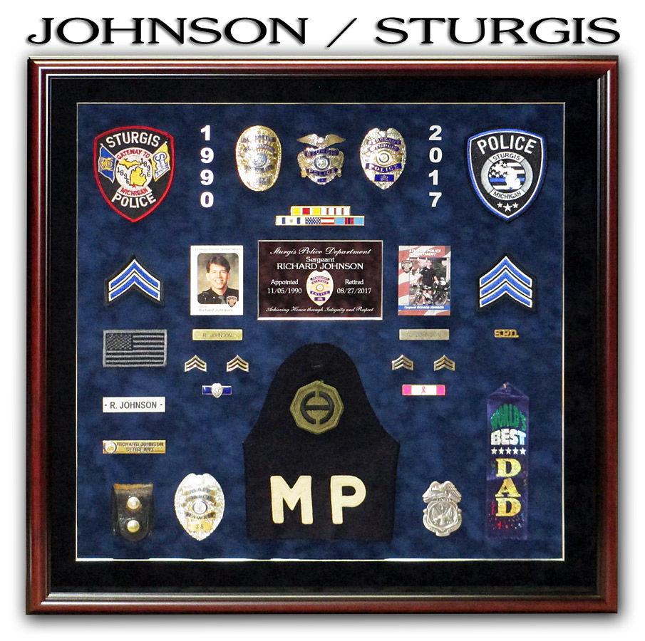 Johnson for Sturgis PD Police Retirement presentation from Badge Frame