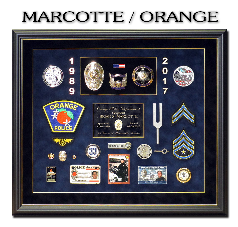 Marcotte -
            Orange PD - Police Retirement Shadowbox from Badge Frame