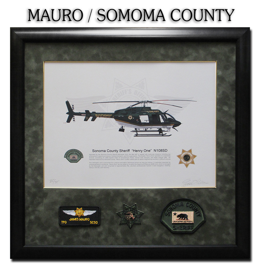 Mauro - Sonoma              County Sheriff framed by Badge Frame