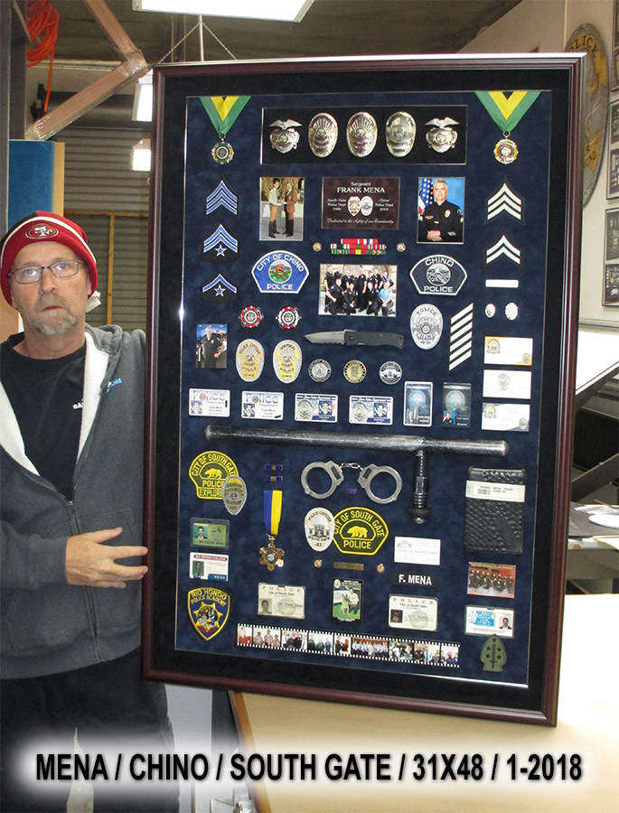 Fank Mena / Chino PD and South Gate PD retirement presentation from Badge Frame