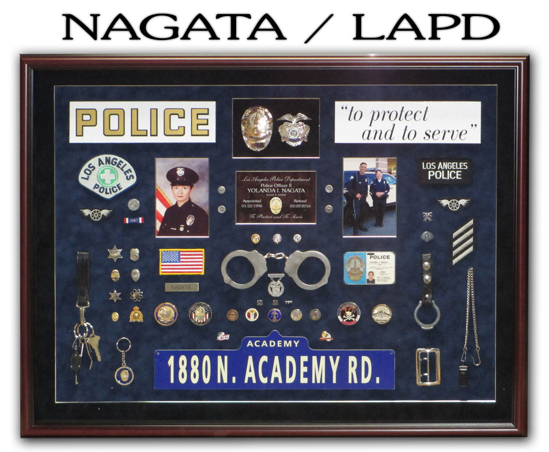 Nagata / LAPD Police Retirement Shadowbox from Badge Frame