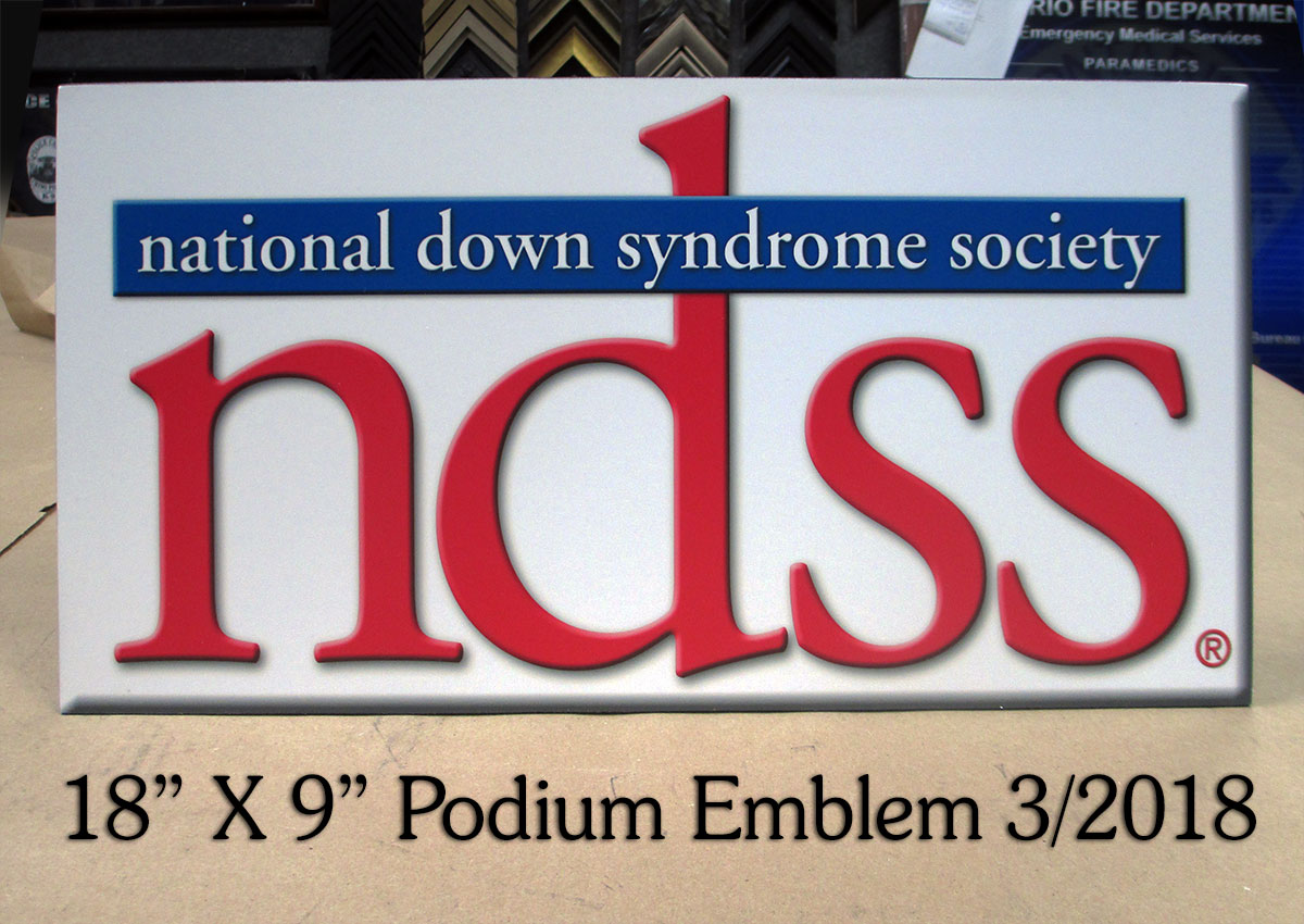 Nation Down Syndrome Podium Emblem from Badge Frame