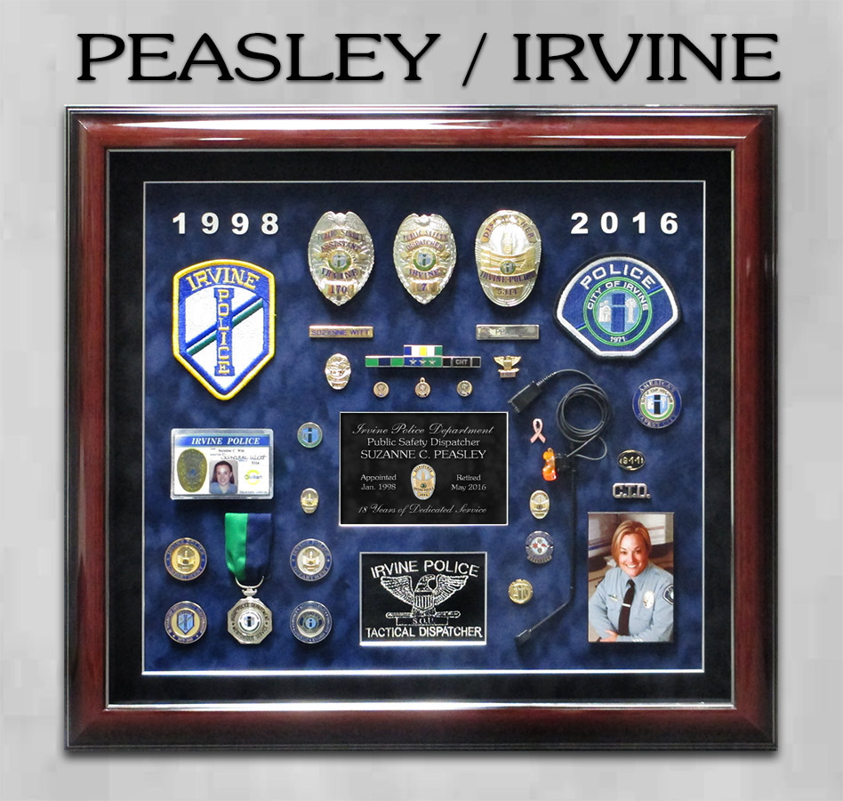 Peasley / Irvine PD Dispatcher Retirement Presentation from Badge Frame