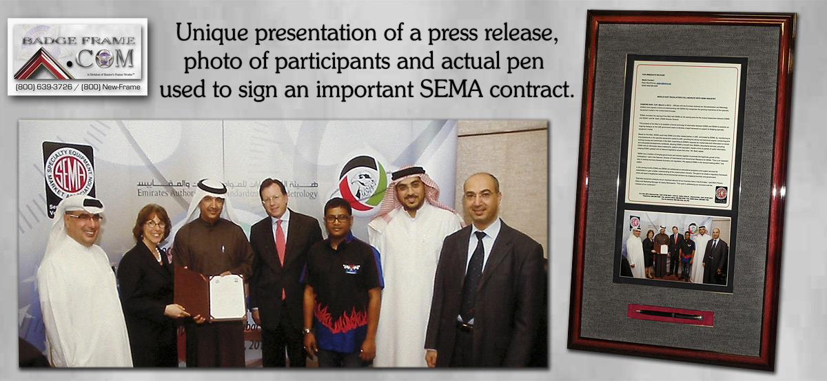 SEMA Press Release and Pen Presentation