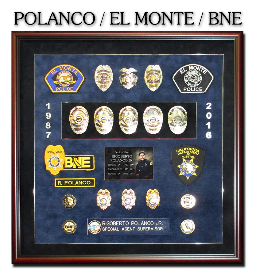 Police
            Shadowbox fromk Badge Frame from Polanco - El Monte PD