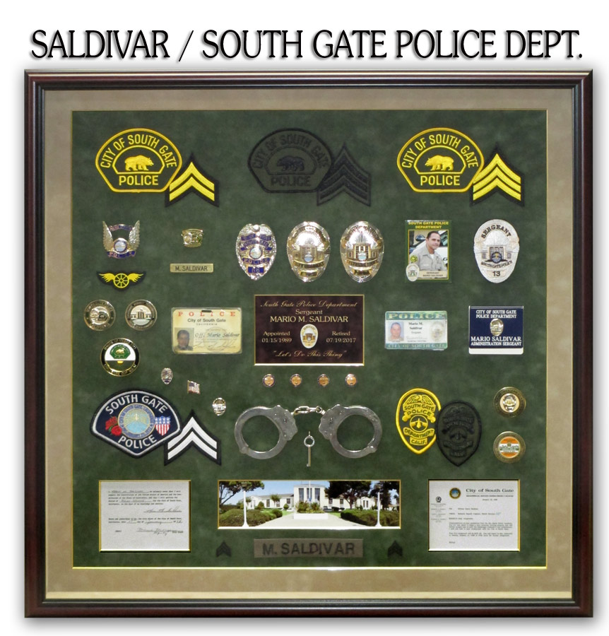 Saldivar / South Gate PD Retirement presentation fomr Badge Frame