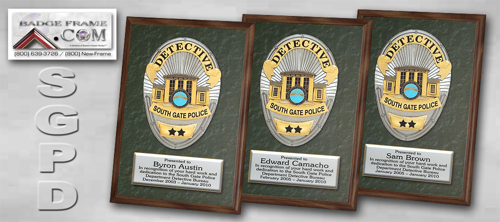 South Gate PD -
            Recognition Plaques