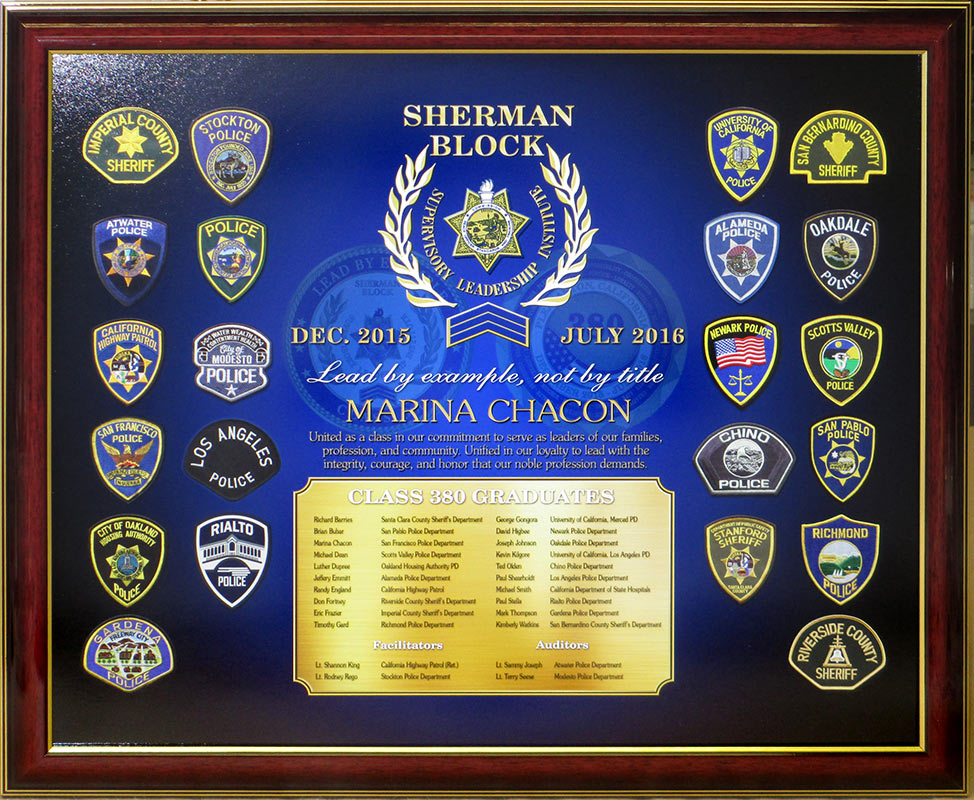 Custom Sherman Block
          Leadership presentation from Badge Frame