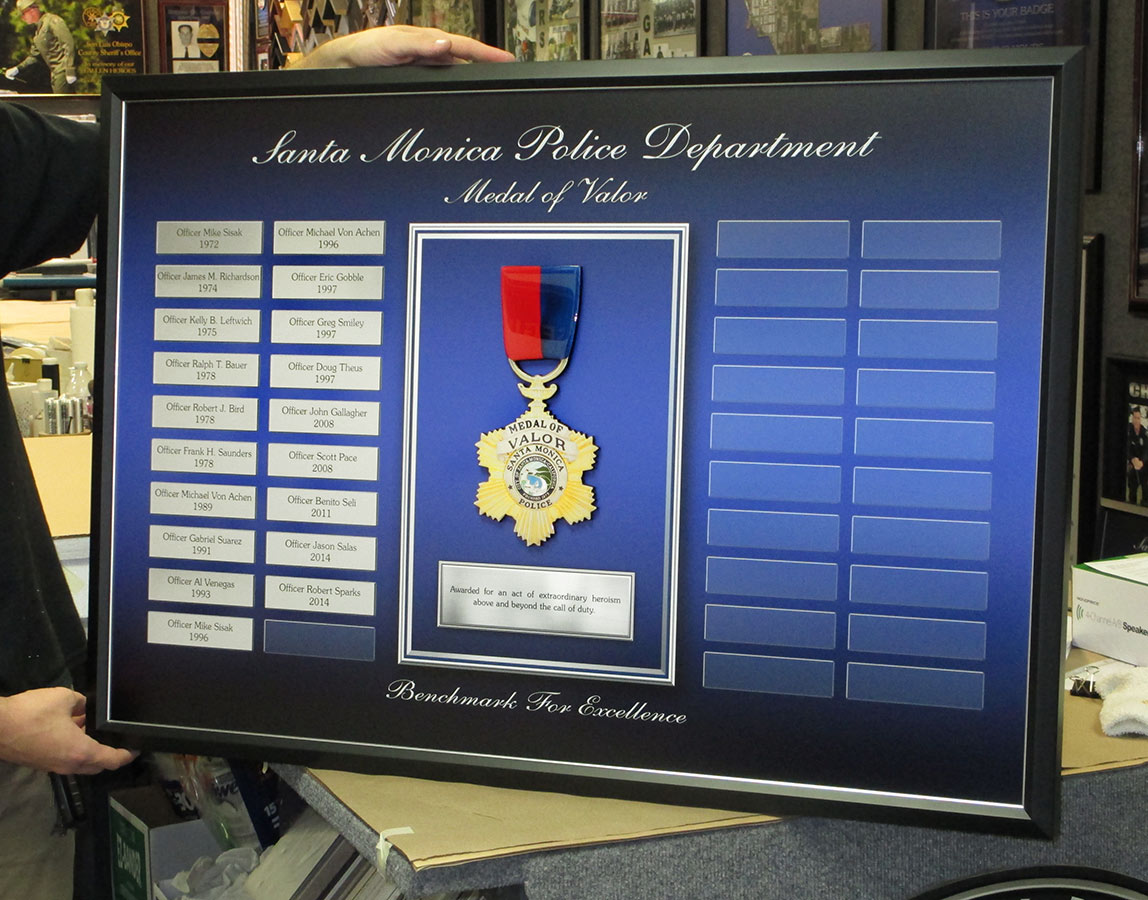 Santa Monica PD - Medal of Valor Perpetual Plaque from
          Badge Frame