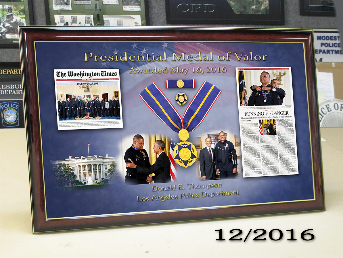 Thompson - LAPD -
          Presidential Medal of Valor Presentation from Badge Frame