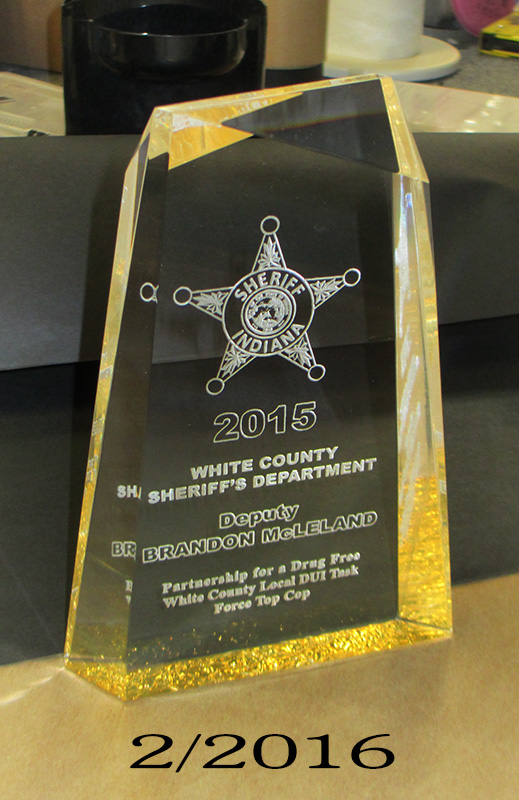 White County
Sheriff's Department Acrylic Award from
Badge Frame