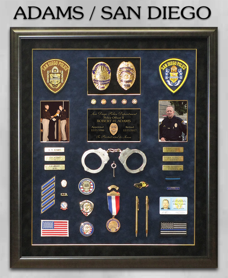 Adams / San Diego PD retirement from badge frame