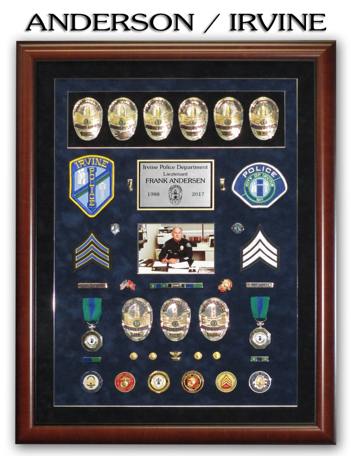 Anderson - Irvine PD Police Retirement Shadowbox from Badge Frame