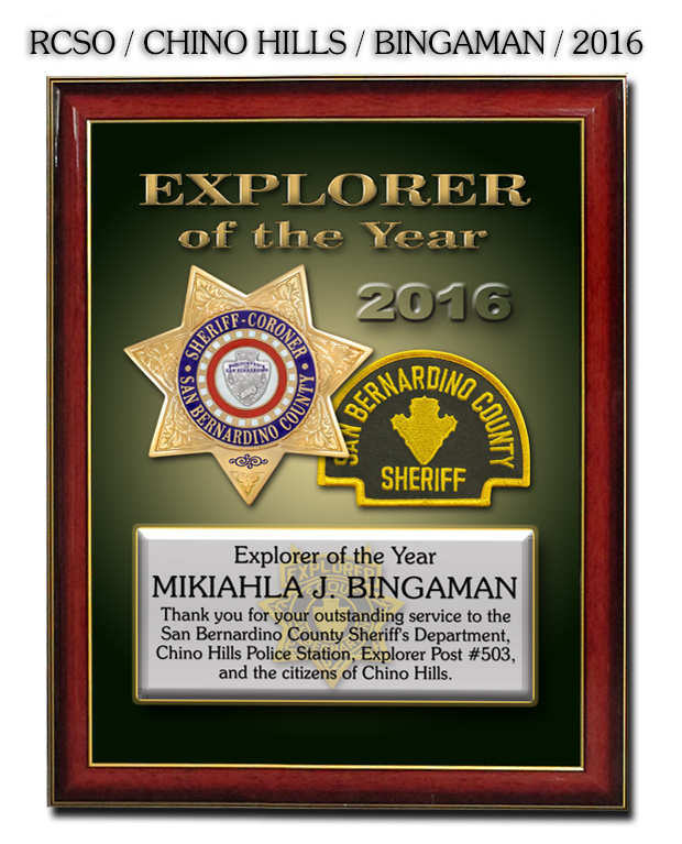 San Bernadino County Sheriff Recognition Presentation For
          Bingaman From Badgeframe