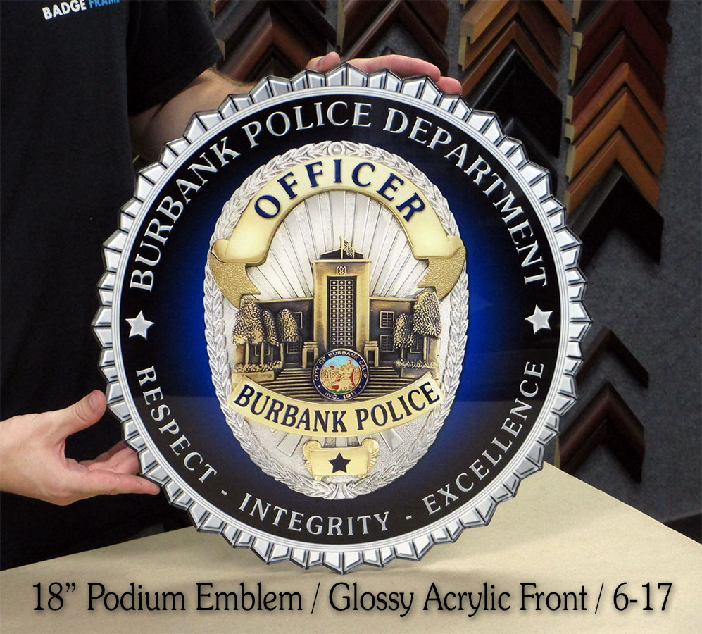 Burbank PD Podium Seal from Badge Frame
