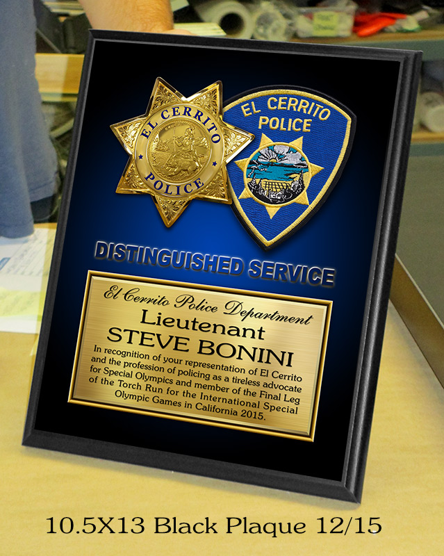 El Cerrito
          PD 10.5 X 13 Recognition Plaque from Badge Frame