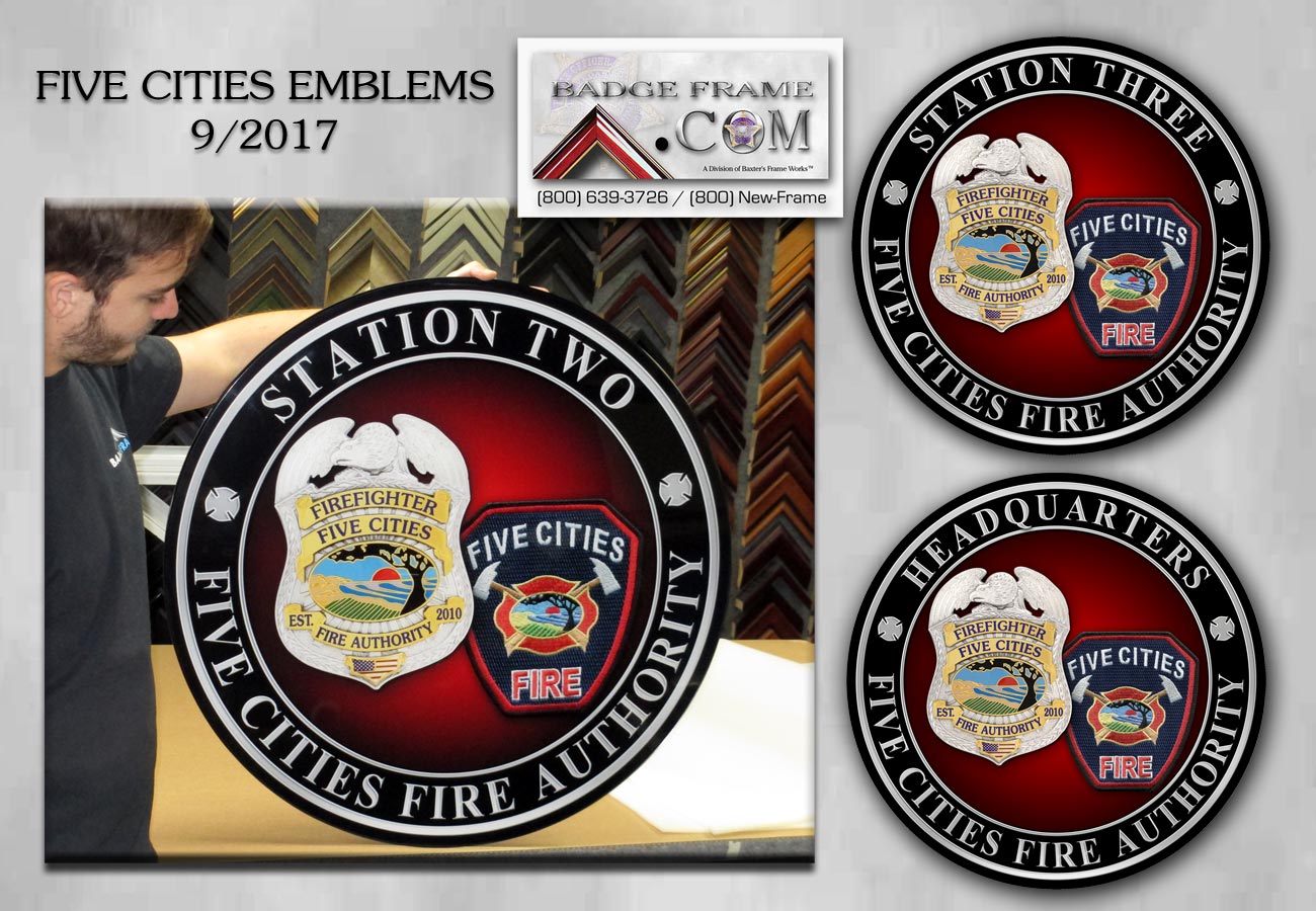 Five Cities Fire Station Emblems from Badge Frame 9/2017