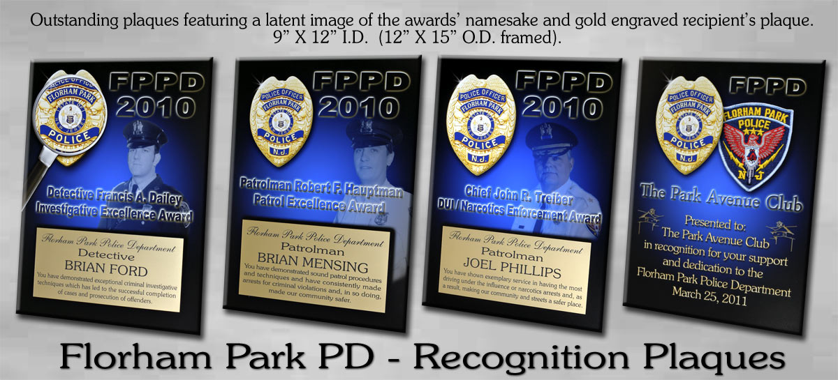 Recognition Plauqes for Florham Park PD