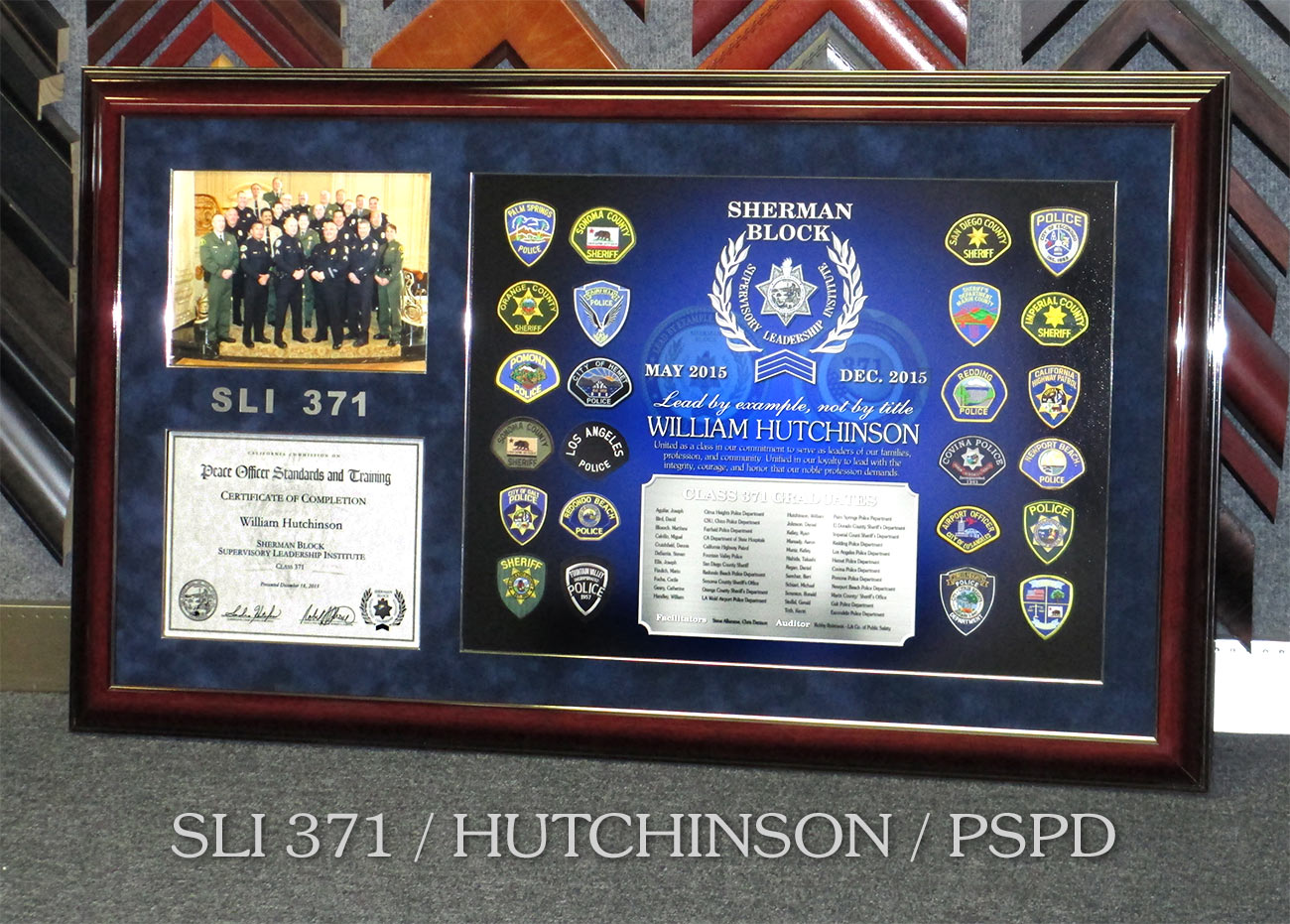SLI
          Presentation from Badge Frame for William Hutchinson from Palm
          Springs PD