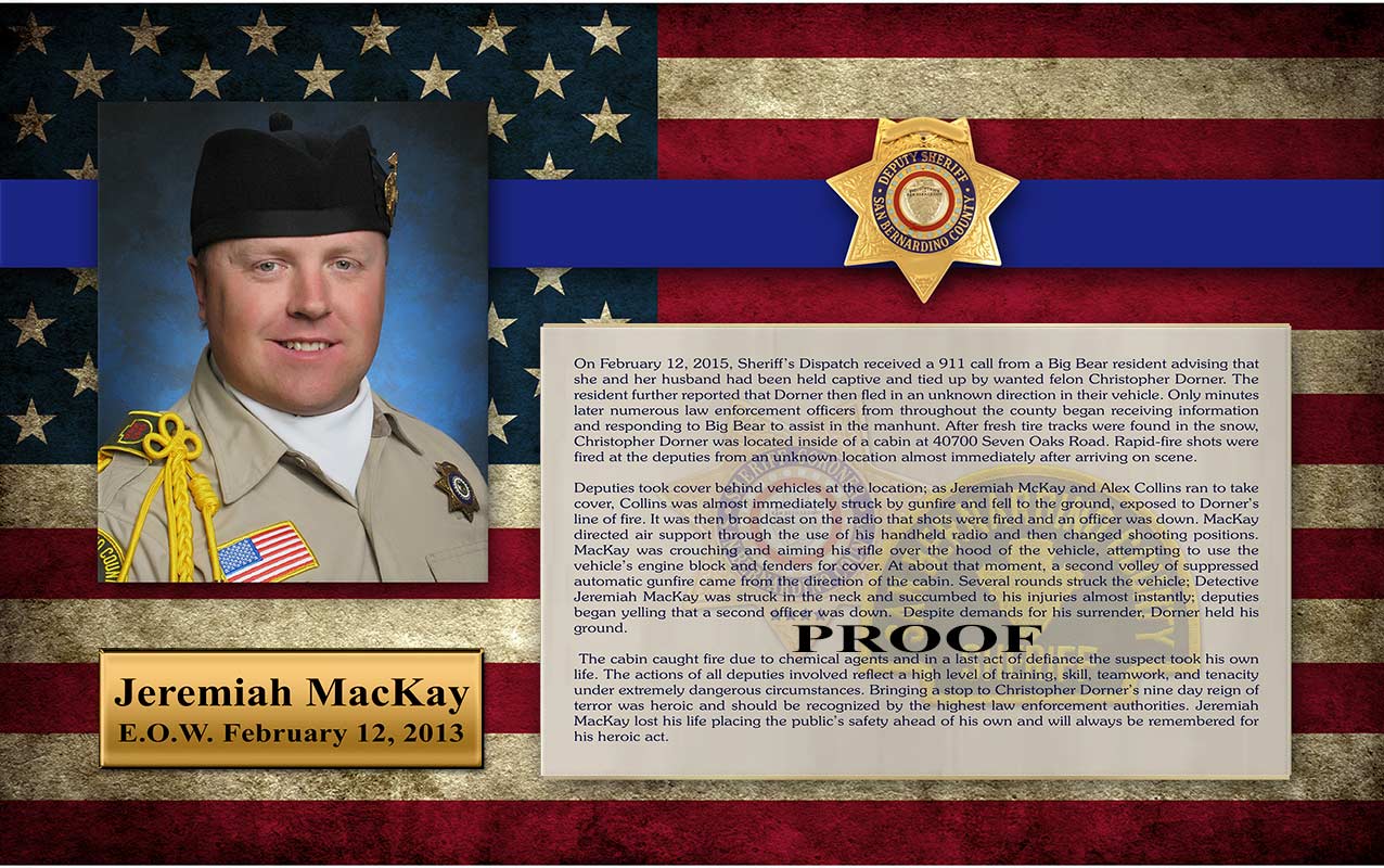 San Bernardino County Sheriff /
          MacKay / E.O.W. presentation from Badge Frame - graphic
          background options