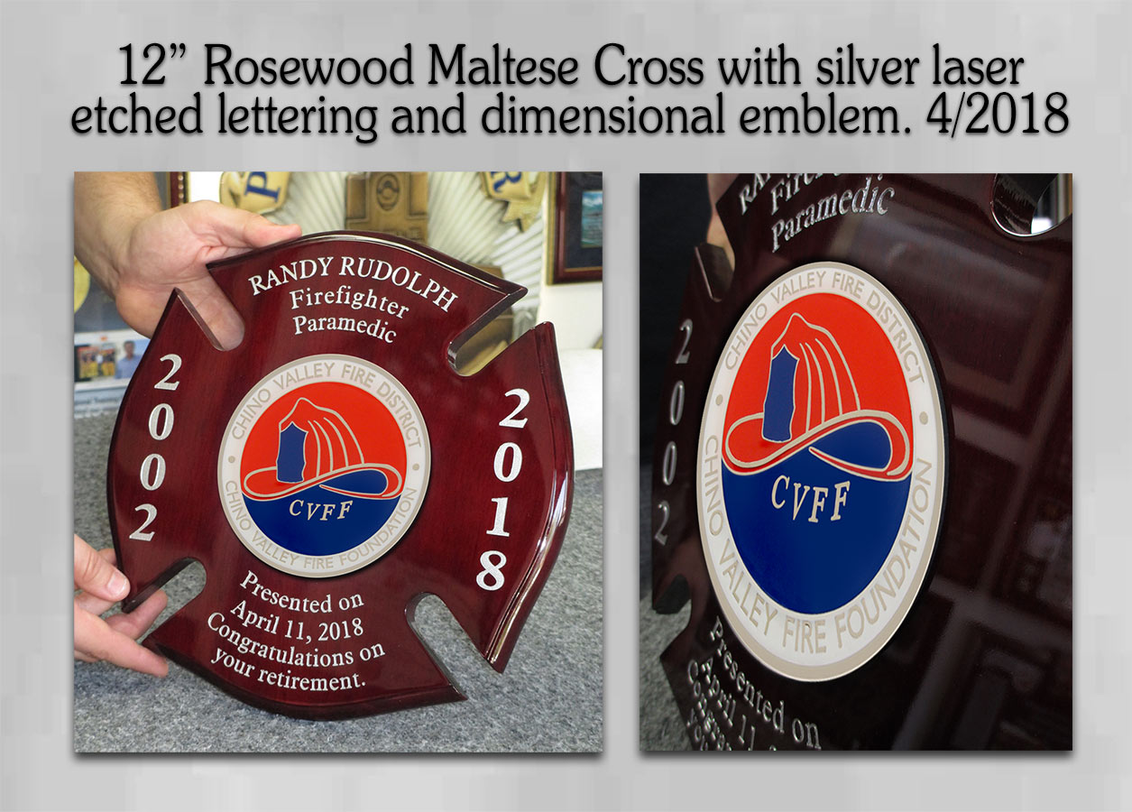 CVF - Maltese Cross Retirement Plaque from Badge Frame