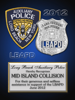 Long Beach Axuilary
                Police Department - Mid Island Collision