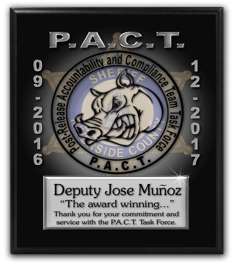 PACT - Munoz Recognition Plaque from Badge Frame