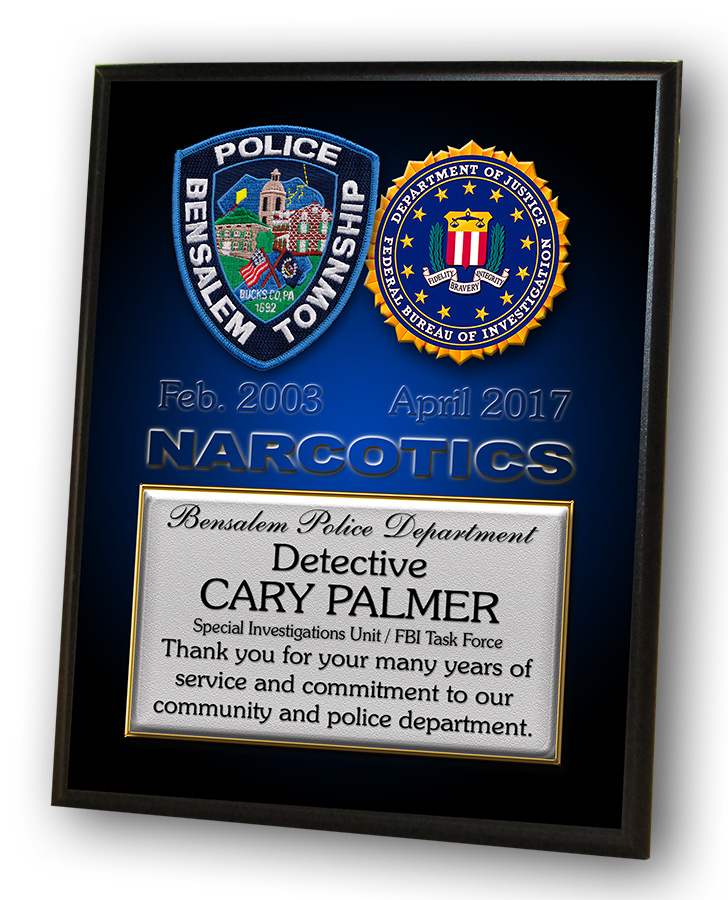 Palmer - Bensalem PD Recognition Plaque from Badge Frame