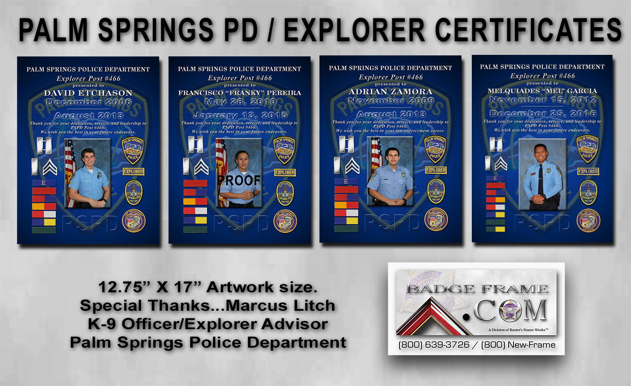 PSPD Explorers Certificates from Bdge Frame