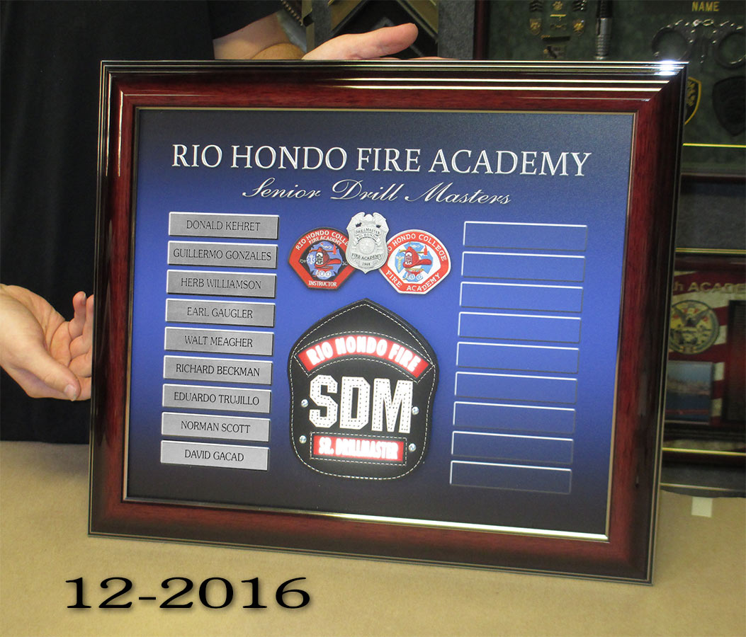 Rio Hondo Fire
          Academy plaque from Badge Frame