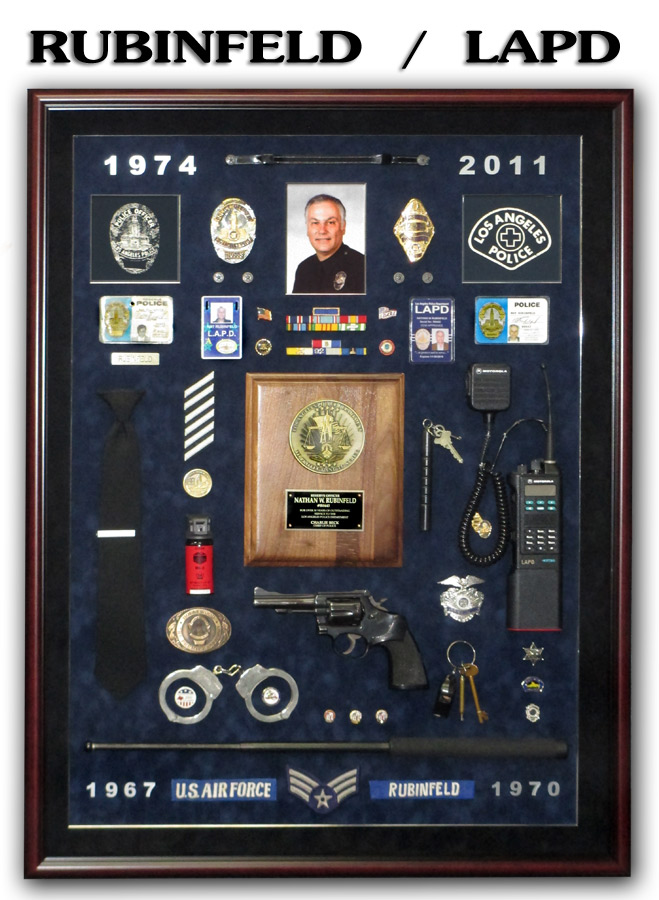 Rubinfeld / LAPD Police Retirement Shadowbox from Badge Frame