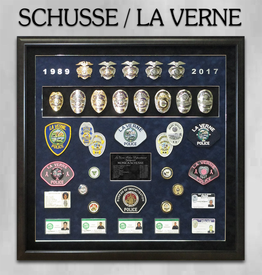 Schusse / LaVerne PD Police Retirement Shadowbox from Badge Frame