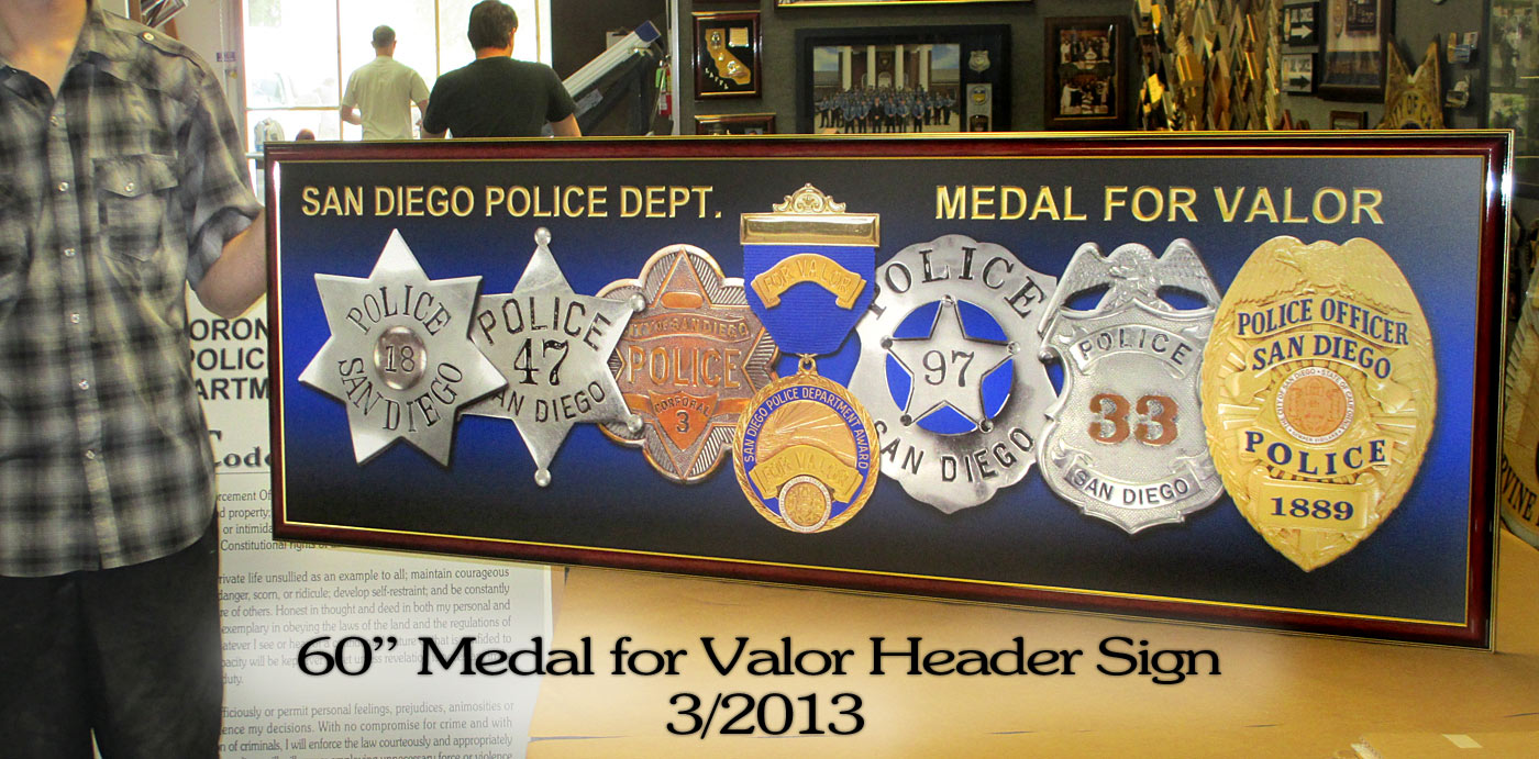 San Diego PD - Medal For Valor header sign