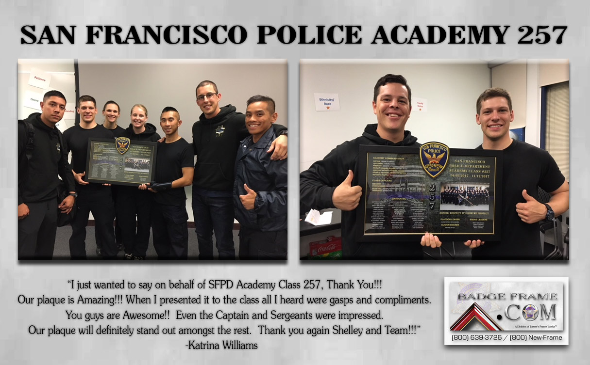 San Francisco PD Academy Class 257 presentation from Badge Frame