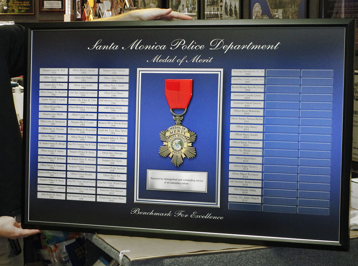 Santa Monica - Medal of
          Merit Perpetual Plaque from Badge Frame