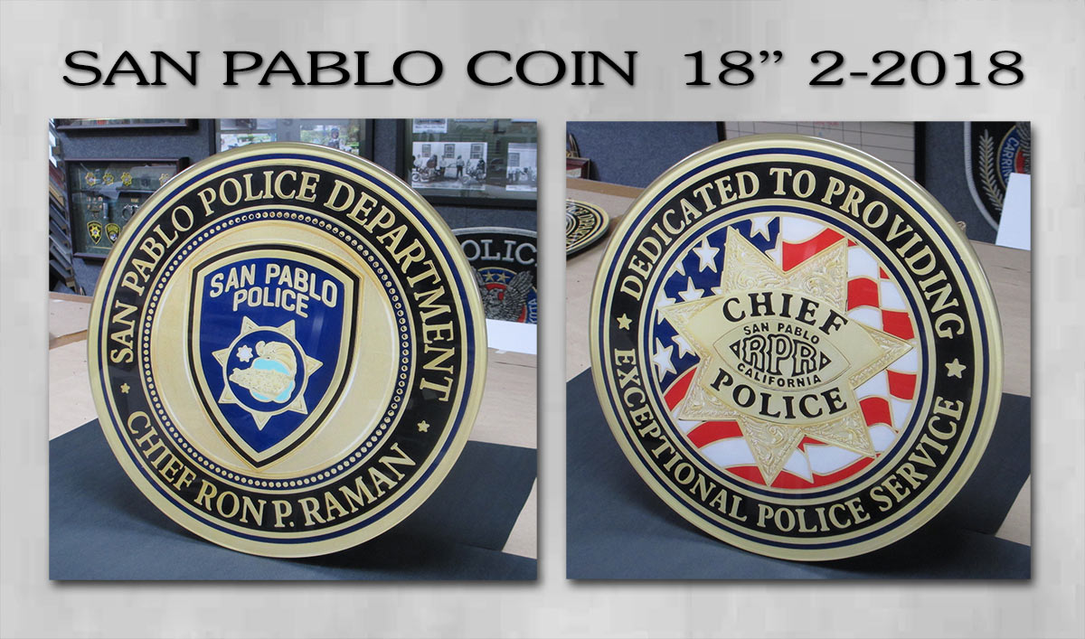 San Pablo PD Coin Reproductions from Badge Frame