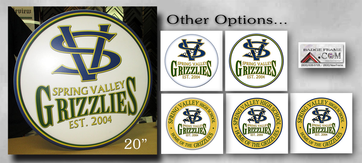 Spring Valley Grizzlies Emblem from Badge Frame