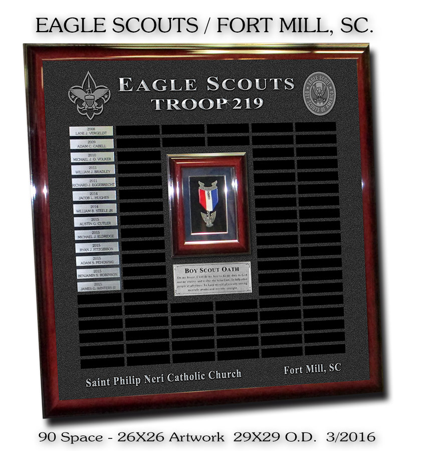 Eagle Scouts - Troop 219 -
   Perpetual Plaque from Badge Frame