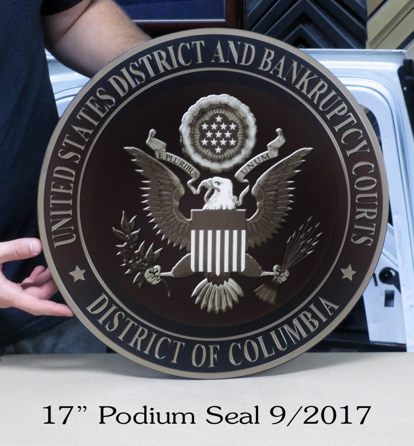 united States District and Bankruptcy Court Podium Seal from Badge Frame 9/2017